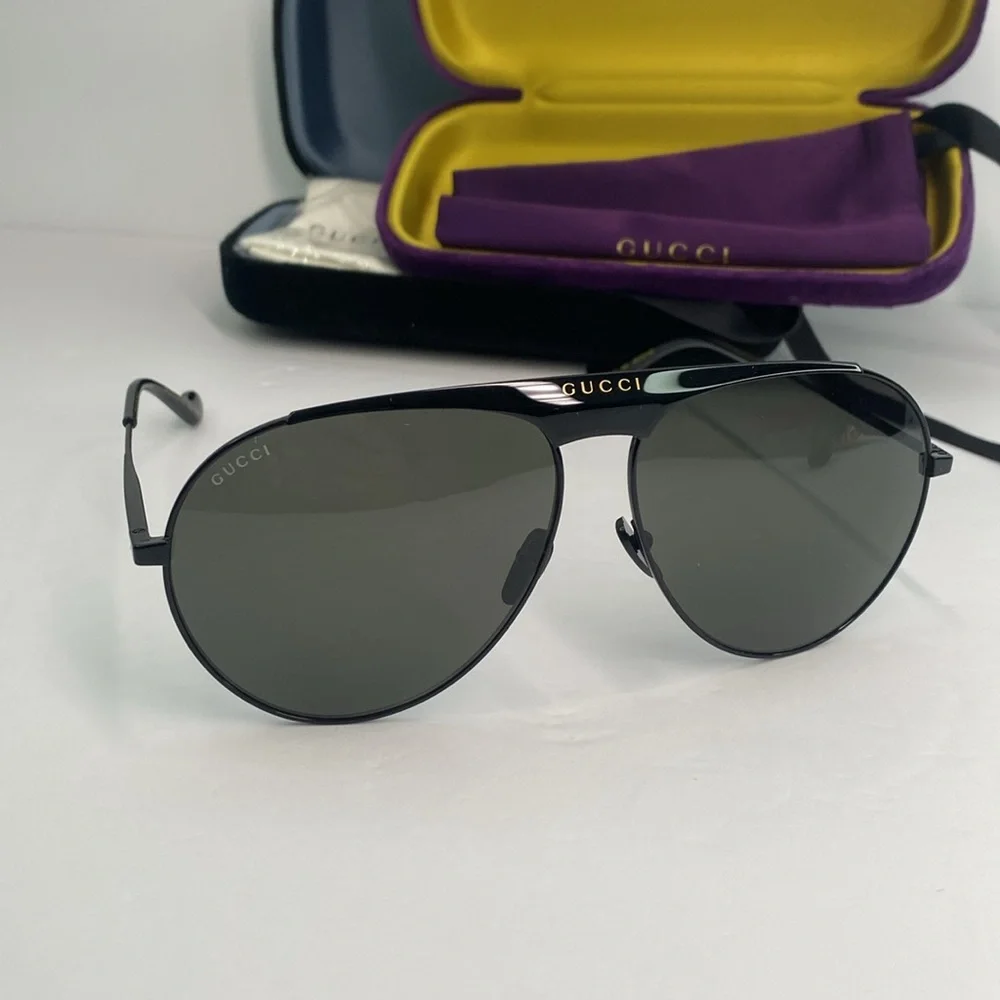 New Authentic Gucci Black Aviator Sunglasses GG0908S-004 65